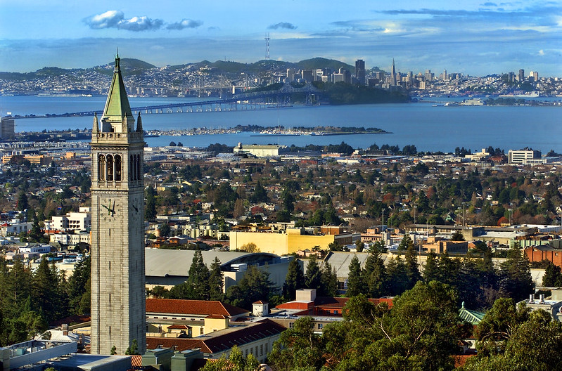 View of UC Berkeley with San Francisco in the background.