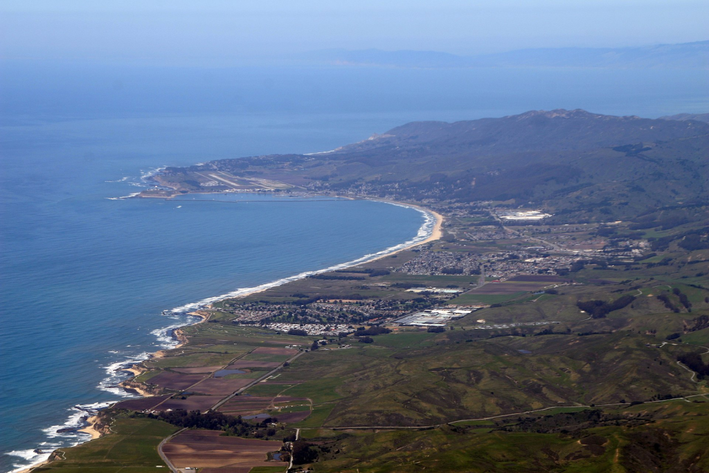 Aerial photo of Half Moon Bay.