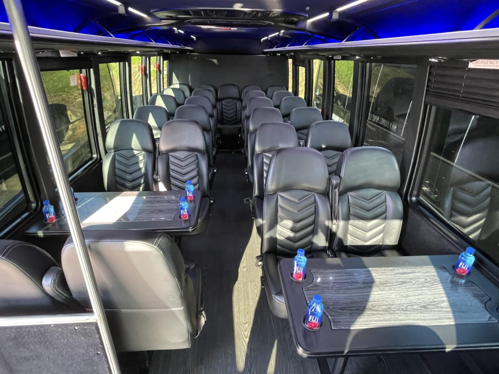 The interior of a GM33 mini coach.