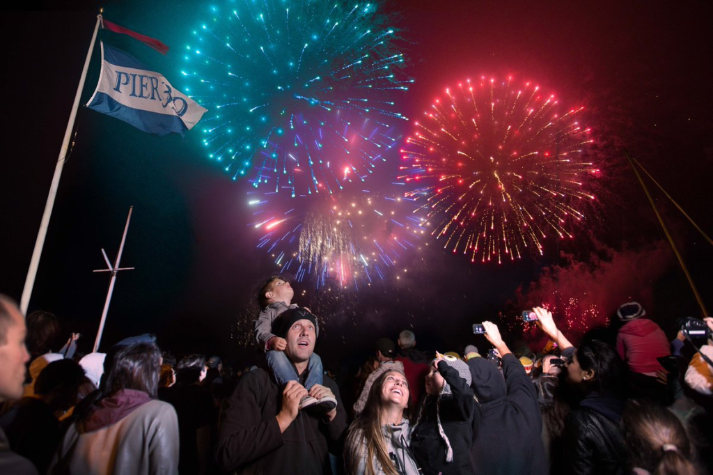 Fourth of July fireworks show at Pier 39.
