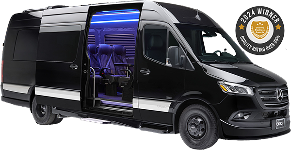 Limo SF VIP's luxury fleet with quality award badge.