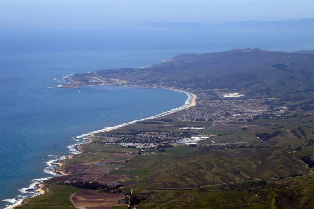 Aerial photo of Half Moon Bay.
