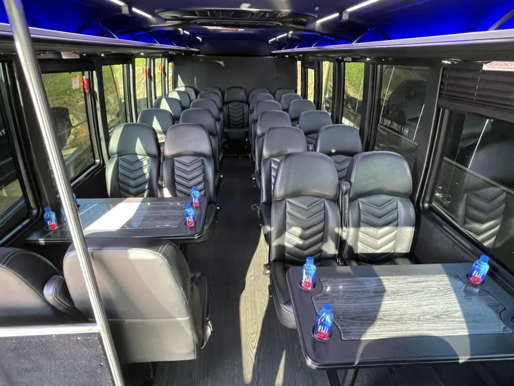 The interior of a GM33 mini coach. 