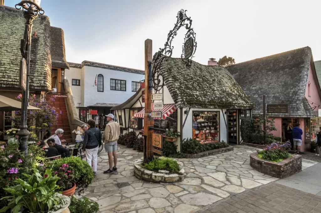 Storybook cottages and stone courtyard in Carmel-by-the-Sea